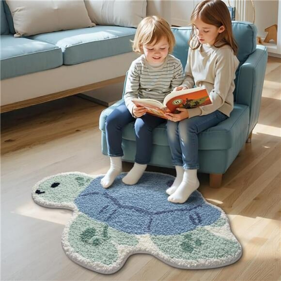Blue Sea Turtle Bathroom Rug Non Slip Bath Mat Plush Absorbent Washable Floor Ca - Picture 4 of 7